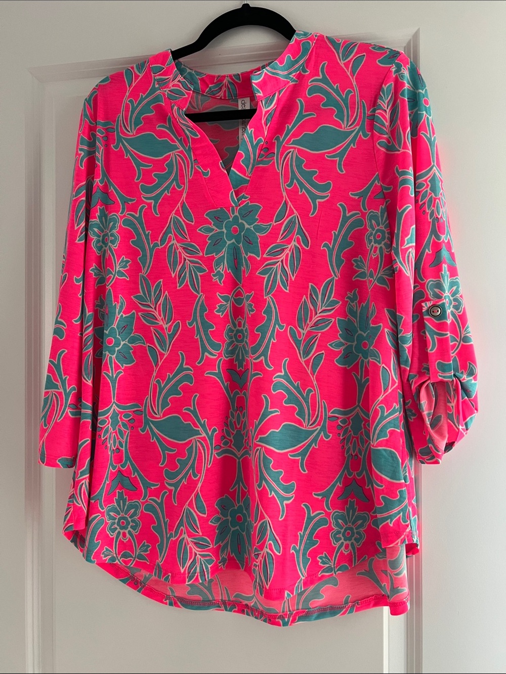 Hot Pink/Jade Blouse Medium